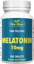 Melatonin 10 mg - TR tidsfrigivelse - 300 tabletter - Maksimal styrke