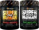 LEONA LION Superhuman Pre Workout Powder & Post Workout Recovery Bundle, Vedvarende energi & Focus + Lean Muscle Growth, Strength & Volume (Hulk Juice & Gainy Smith Apple)