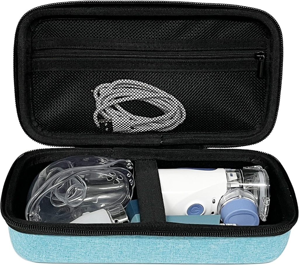 Hårdt rejse Case Bag Kompatibel med transportable håndholdte Inhaler Nebulizer Maskine til voksne og børn (sag kun) (Light Blue)