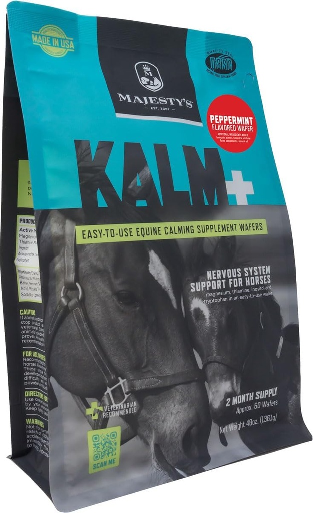 Majestys Kalm Horse / Equine Pebermynte Wafers 60 Day Supply