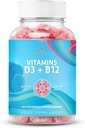 BeLive Vitamin D3 Gummier med B12 Vitaminer - 60 Ct I Immunstøtte Gummies med Vegan Vitamin B12 & D3, Giver forbedret Bone & Muscle Styrke, Hæld sundhed og energi - Jordbær Flavor