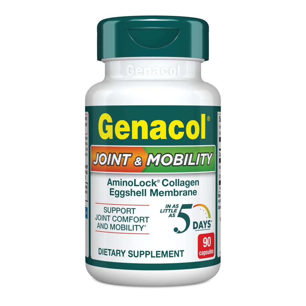 Genacol Joint & Mobility - Æggeskal Membrane og Ultra-Hydrolyzed Collagen Peptider, Support Joint Comfort & Mobility, Resultater i så lidt som 5 dage, 90 kapsler (30-dages forsyning)