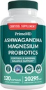 5-in-1 Cortisol Supplement for kvinder og mænd med Ashwagandha til Calmness, Focus og Adrenal Support Support med Shilajit Extract, Magnesium Glycinate, Probiotika (120 ct) (Pack of 1)