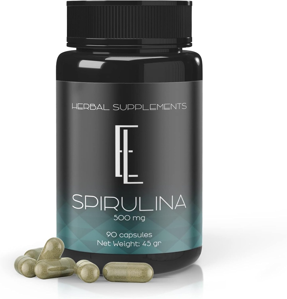 Enchanted Living Spirulina Capsules - 90 x 500 mg, High- potency Plant- baseret superfood, Kosttilskud, non-GMO vegetabilsk cellulose Vegan Friendly Capsules