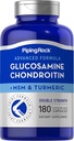 Piping Rock Glucosamin Chondroitin MSM og gurkemeje 124; 180 Kapsler • 124; Complex supplement • 124; Advanced Double Strength Formel • 124; Non- GMO, Gluten Free