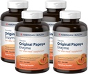 American Health Original Papaya Enzyme - 600 tyggetabletter, pakke af 4 - Eftermåltid tillæg - ikke-GMO, Vegan - 800 Total Servering