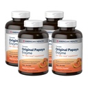 American Health Original Papaya Enzyme - 600 tyggetabletter, pakke af 4 - Eftermåltid tillæg - ikke-GMO, Vegan - 800 Total Servering