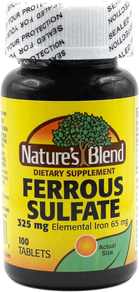 Nature's Blend Iron Ferrous Sulfate 325mg BPK, Assorted, tablets, 100 Count