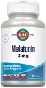 KAL Melatonin 3 mg sovestøtte, hurtig opløsning Melatonin tabletter, opkalkning afslapning og sund søvn cyklus support, med tilsat vitamin B6, Vegan, Gluten Free, Non- GMO, 120 Servere, 120 ActivTabs