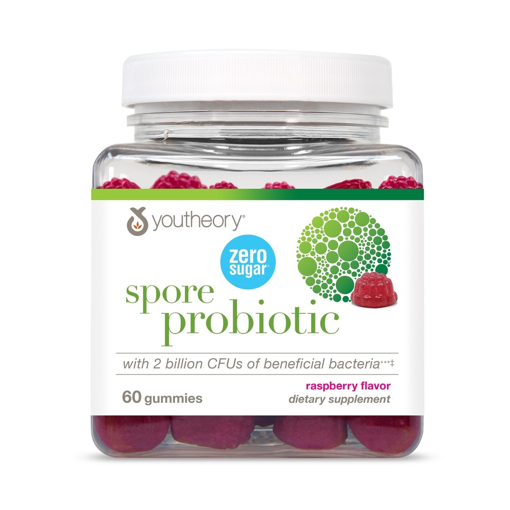Youtory Spore Probiotic - Vegansk Gut & fordøjelsesstøtte * - Indeholder Bacillus Coagulans - Dairy, Soy, & Gluten Free - 60 Gummies