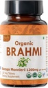 Brahmi 120 Tablets - USDA Organic Bacopa Monnieri Supplement - Understøtter fokus, ro og hukommelse - Urte Nootrop *