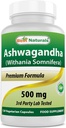 Bedste Naturals Ashwagandha kapsler til afslappende Stress og Mood, 500 mg, 120 Count (Emballage kan variere)