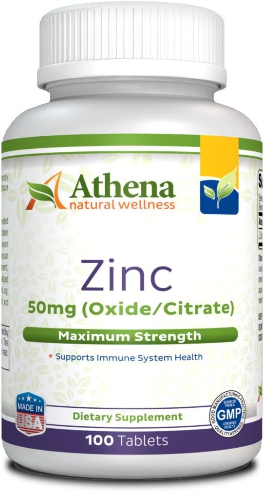 Athena - Zinktillæg Tablets 50mg - Oxide / Citrate - 100 Overtrukket Tablets
