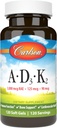 Carlson - Vitamin A, D3, K2, 3000 mcg RAE Vitamin A, 125 mcg D3, 90 mcg Vitamin K2 som MK- 7, Knoglebygning, Calcium Anvendelse, 120 Soft Gels