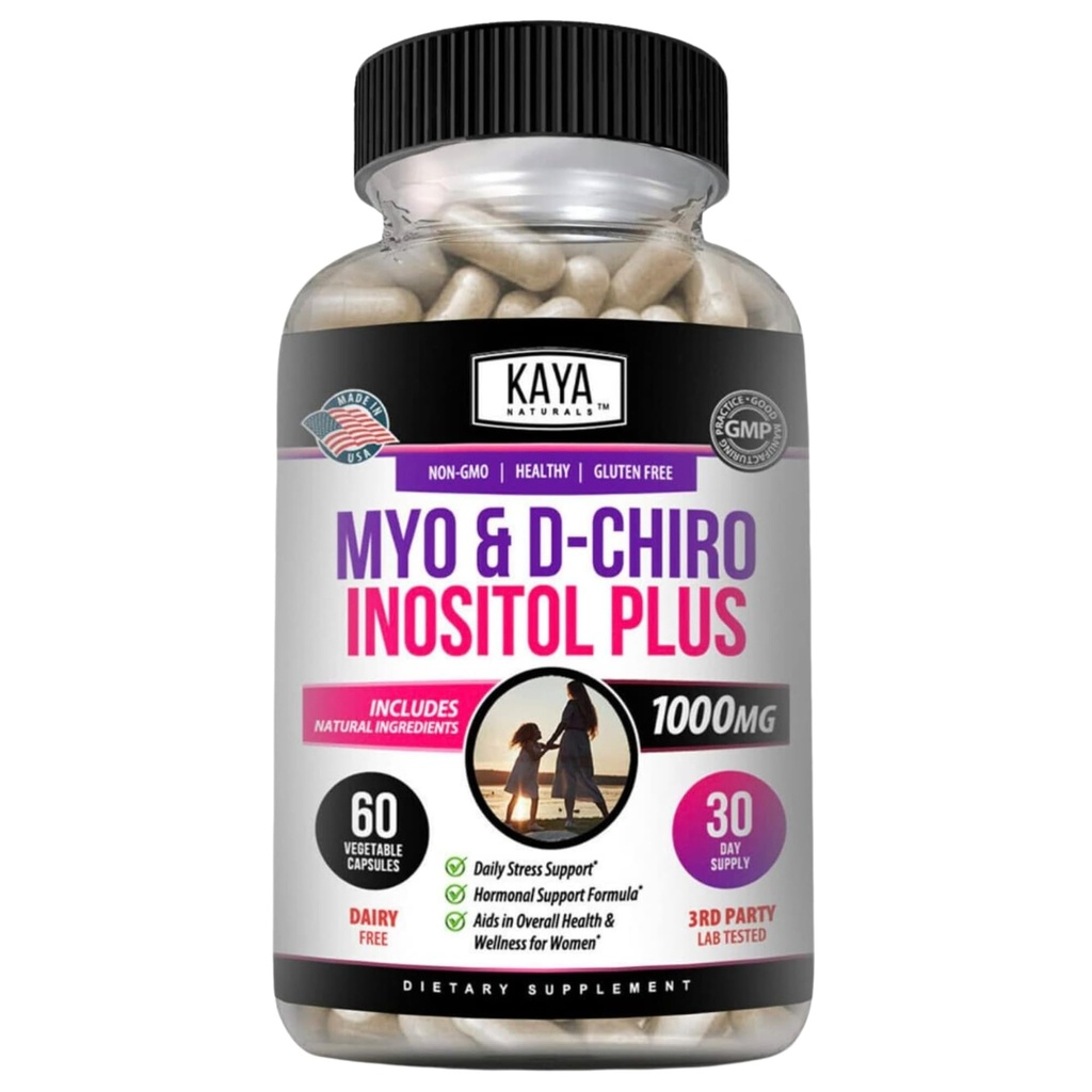 Kaya Naturals Myo & D- Chiro Inositol Plus Støtte til kvinder, Vitamin B8- 60 kapsler