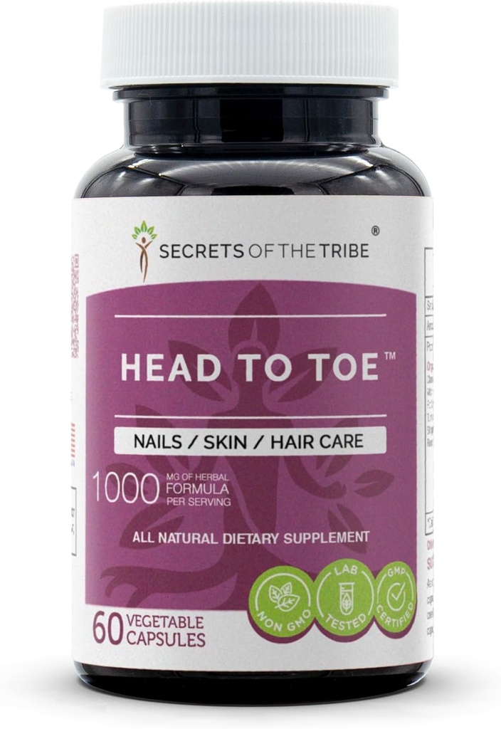 Gå til Toe 60 kapsler, 1000 mg, kamille, Heks Hazel, Pot Marigold, Gurkemeje, Stinging Nettle, Rosemary. Negle / hud / hårpleje (60 kapsler)