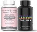 Re + Gen Nutrition Clean for Men Fiber Supplement & kvinders Hormone Balance Support, Vitamin E, Dong Quai, Naturlige Kosttilskud til Bloating, Forstoppelse og Gut Sundhed, Afføring blødgøringsmidler, Hjælper Cleanse B