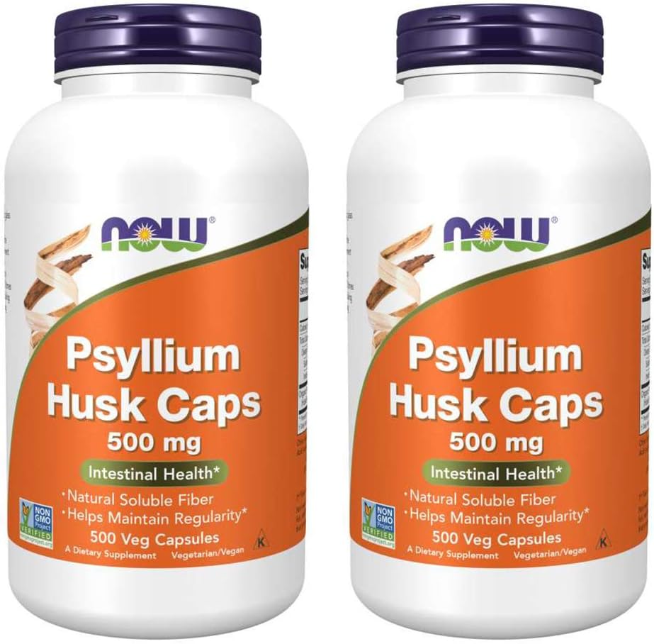 NOW Foods Psyllium Husk 500mg, 500 Capsule (2 Pack)