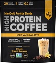 MariGold High Protein Coffee - Iced Vanilla Latte, 20g Grass- Fed Whey Protein Isolate, Energy & Workout Boost, 2 Shots Organic Espresso, Non- GMO, 1 Net Carb, 1 Lb Bag, 15 Servere