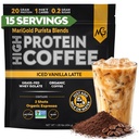 MariGold High Protein Coffee - Iced Vanilla Latte, 20g Grass-Fed Whey Protein Isolate, Energy & Workout Boost, 2 Shots Organic Espresso, Non-GMO, 1 Net Carb, 1 Lb Bag, 15 Servings