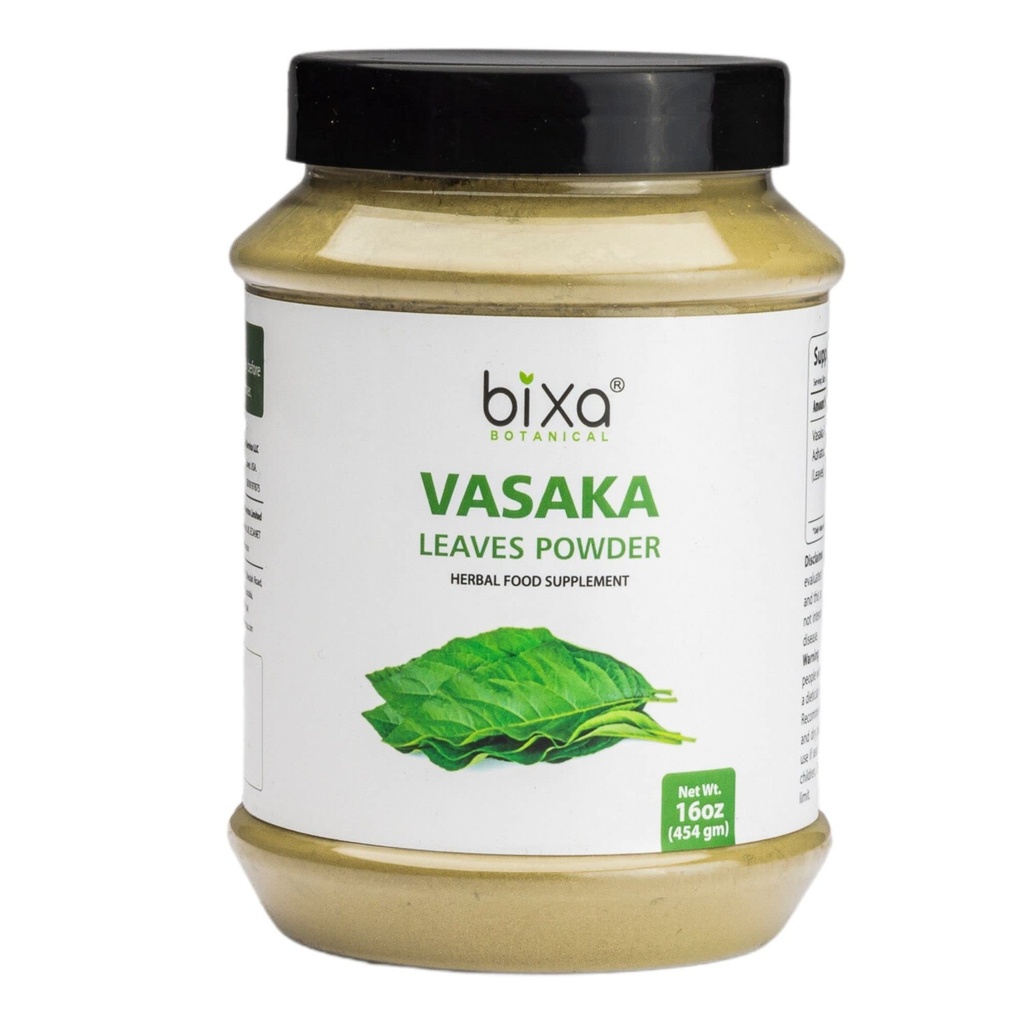 bixa BOTANINAL Vasaka Leaf Powder124; Adhatoda vasaka DB124; 1 Pound / 16 OZ DB124; Ayurvedic Herbal supplement til at reducere ekstra pitta (varme) fra Body DB124; Gluten Free, Non- GMO, Steam behandlet, Vegan, 100% Pure.