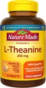 Nature Made Chewable L Theanine 200mg, L- Theanine supplement til stress Relief, 50 tyggetabletter, 50 dages forsyning