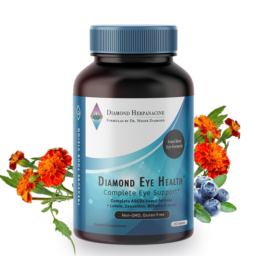Diamond Eye Health - Natural Vitamin for Complete Eye Support - Sunde Eye Vitamin - Eye Health Vitamin til at hjælpe med at bevare Aging Eyes - Vegan, Gluten- Free, Dairy- Free - (90 Greve)