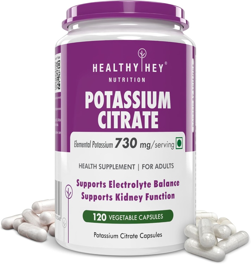 HealthyHey Nutrition Kalium Citrate 730mg - Vegetabilske kapsler 120 Tæl (pakke med 1)