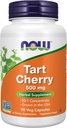 Now Foods Supplements, Tart Cherry (Prunus cerasus) 500 mg, 50: 1 Koncentrat, Urtetilskud, 90 Veg kapsler