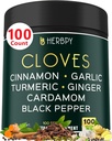 7in1 Clove Supplement rig på vitaminer og mineraler understøtter fordøjelse, immunforsvar & hjerte sundhed med kanel, gurkemeje, ingefær, Cardamom, hvidløg & sort peber - 100 Vegansk kapsler