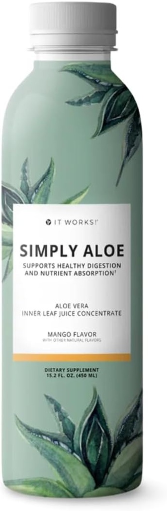 Det virker! Simply Aloe - Mango Flavor - 15.2 Fl Oz - Forfriskende, næringsrig drik - Aloe Vera Indre Leaf Juice Koncentrat - Understøtter sund fordøjelse, Nutrient Absorption, og Samlet Wellness