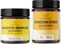 HERBAMAMA Quercetin og Magnesium Gummies Kit - Bundle på 800 mg Quercetin med bromelain og 400 mg Magnesium Citrate Gummies - Vegan, Non- GMO, Gelatin- Free - 2 Pack
