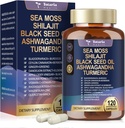 25-in-1 Sea Moss Black Seed Oil Ashwagandha Ginger Shilajit Supplement, Sea Moss Kapsler Pro med Brege Burdock Ceylon Cinnamon Berberine ACV Manuka VIT C & D3 for mænd Kvinder, 120 Vegan Caps