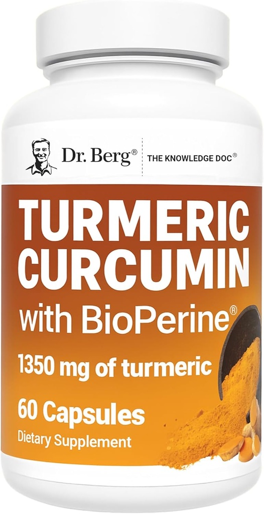 Berg (kun 2 Pr. dag) Gurkemeje supplement med sort peber (BioPerine) - 1350 mg Gurkemeje supplement med 95% Curcuminoider - Gurkemeje supplement med sort peber - 60 Gurkemeje kapsler