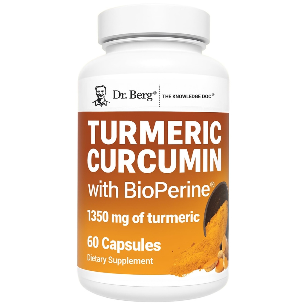 Berg (kun 2 Pr. dag) Gurkemeje supplement med sort peber (BioPerine) - 1350 mg Gurkemeje supplement med 95% Curcuminoider - Gurkemeje supplement med sort peber - 60 Gurkemeje kapsler