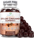 Sukkerfri Ceylon Cinnamel Gummies (2.000mg / servering) Ceylon Cinnamon Supplement for Hjerne Sundhed, Vegan, Glutenfri, Erstat Ceylon Cinnamon Kapsler, Pills, Powder, Extract (60 Chews)