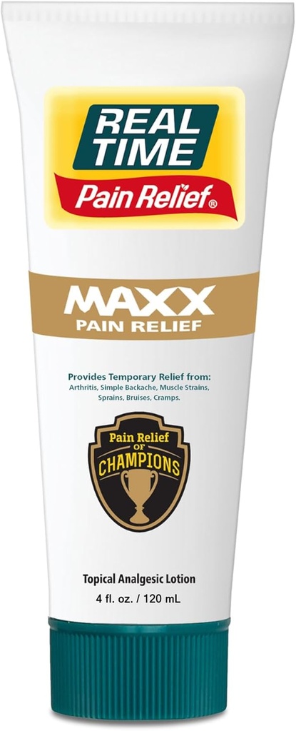 Real Time Pain Relief MAXX 4oz Tube ttesmå 124; 18 naturlige ingredienser: Arnica, Menthol & Peppermint