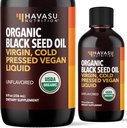 Organic Black Seed Oil Cold Pressed Liquid - Black Cumin Supplement til immunsystemet funktion, fordøjelsesstøtte, hårnæring & samlet sundhed - 8 Fl Oz - Unflavored, Non- GMO, Vegan