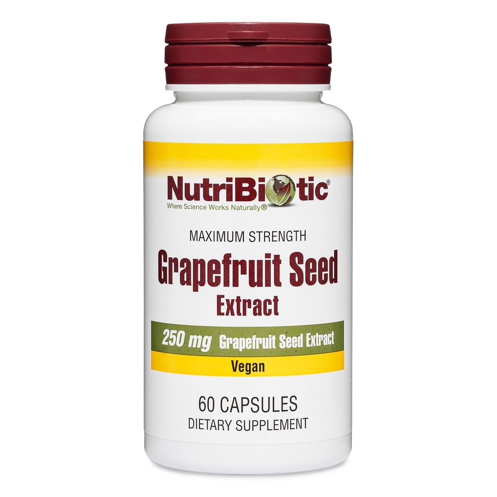NutriBiotic - Grapefrugt Seed Extract kapsler 250 mg, 60 Greve - Maksimal styrke med Bioflavonoider