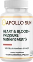 APOLLO SUN Heart and Blood + Pressure Supplement Nutrient Matrix med Hawthorn Extract, Niacin, og COQ10, 60 Vegetariske kapsler