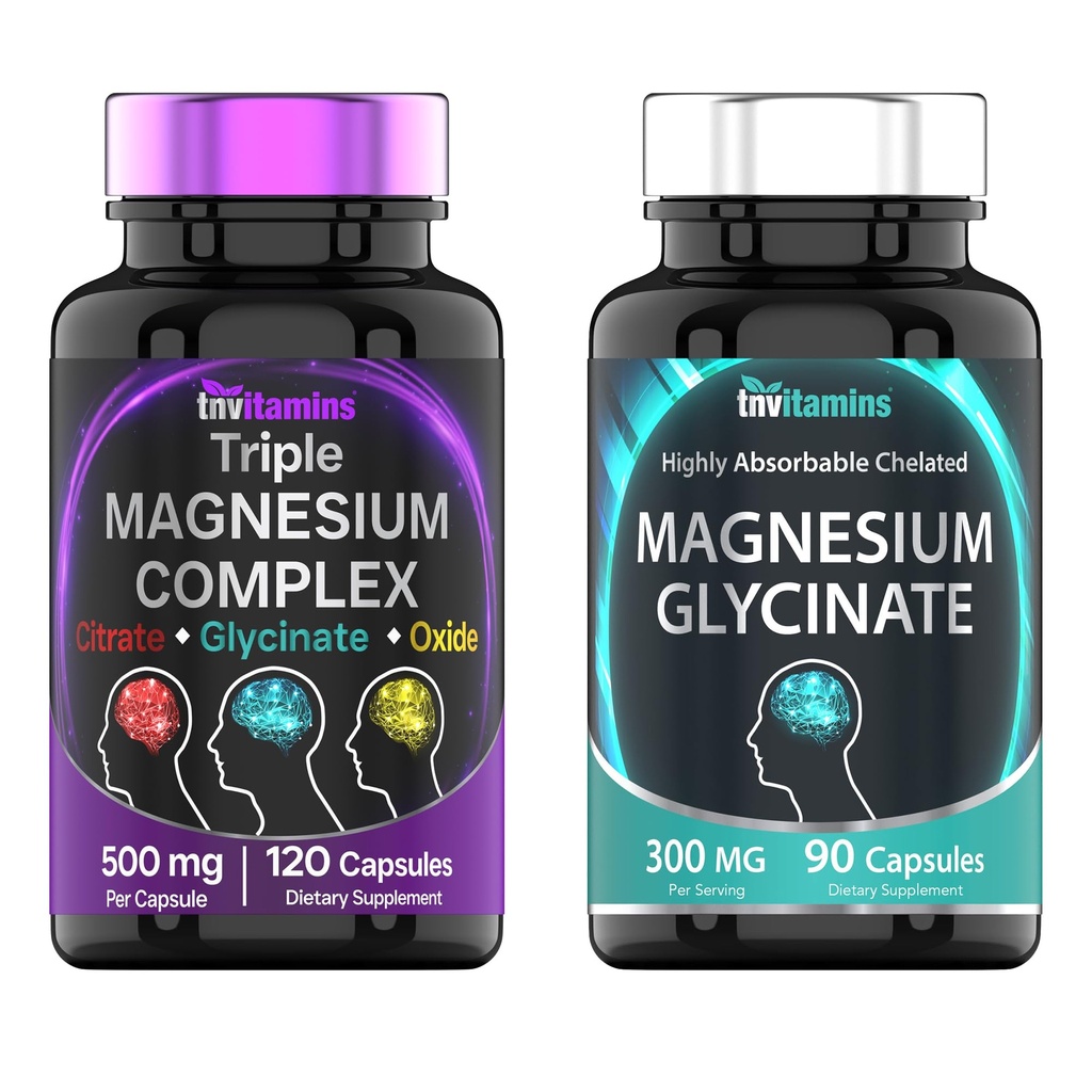 Triple Magnesium Complex 500 mg (120 kapsler) & Magnesium Glycinat 300 mg (90 kapsler)