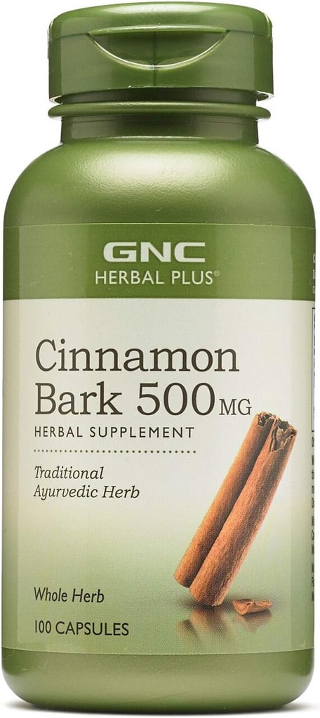 GNC Herbal Plus kanel Bark 500mg tillæg, Traditional Ayurvedic Herb, 100 Servere