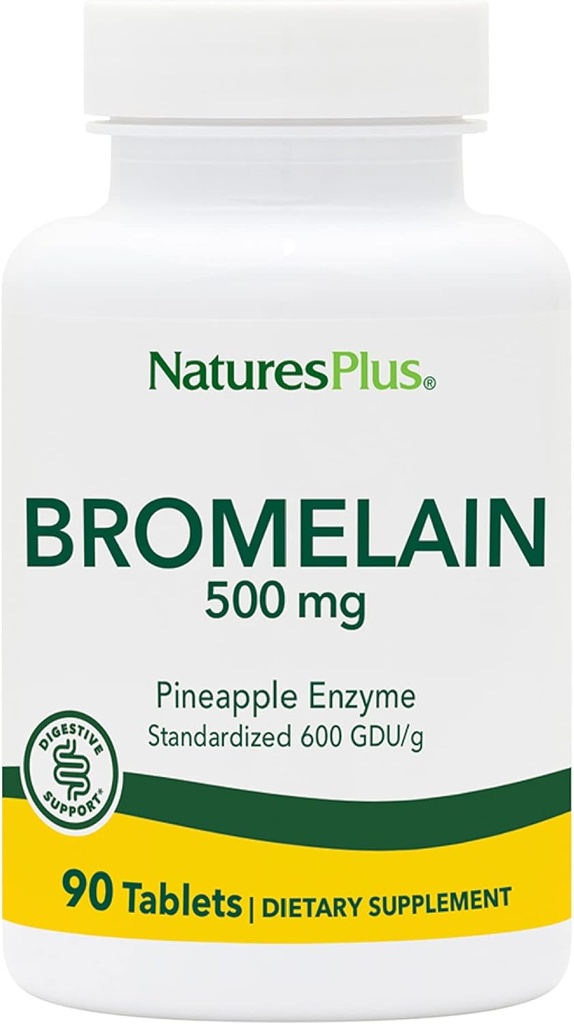 Natures Plus Bromelain - 500 mg, 90 Vegetarian Tablets - Natural Proteolytic Enzyme Supplement- Gluten-Free - 90 Servings