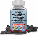 L- Lysin Coq10 Alpha Lipoic Acid Gummies Red Yeast Rice Magnesium Gummy for voksne og børn - Aminosyretilskud Omega 3 Niacin Zinkvitamin K2 D3 B3 - Vitaminer for kvinder og mænd - 60 Gummy Bears