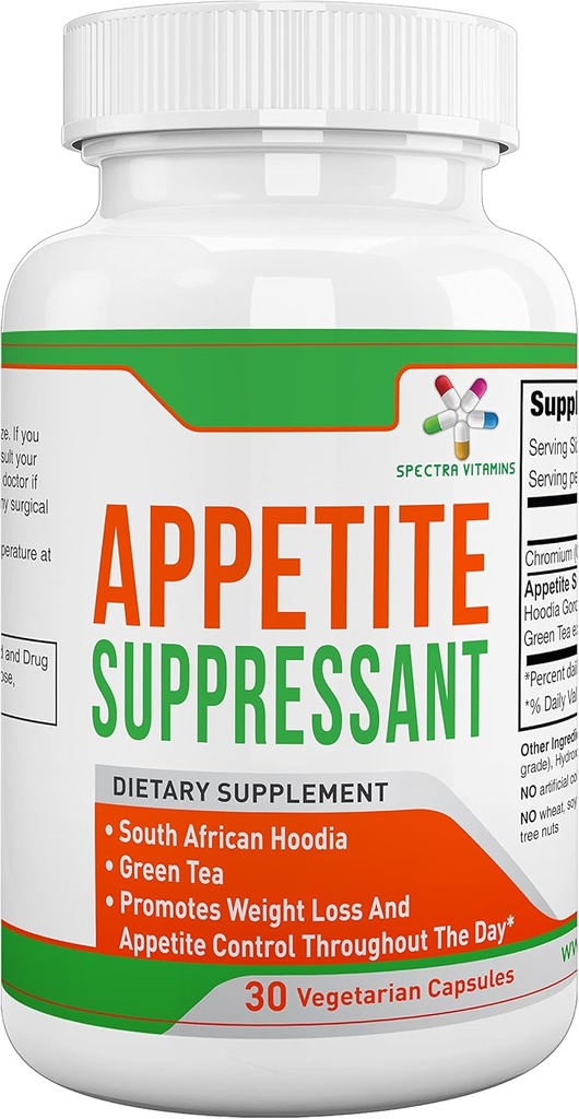 Appetite Suppressant 30 Kapsler - S. African Hoodia og Green Tea Extract Control Appetite, Support vægttab, øge energi og Metabolisme, Lavet i USA
