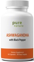 PureNature Ashwagandha med sort peber ekstrakt 60 Veggie kapsler