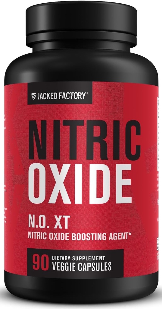 Jacked Factory N.O. XT Nitrooxid Kosttilskud til mænd w / Nitrosigine L Arginin L Citrullin Supplement for muskelpumper & vaskularitet - Pre Workout Nitrooxid Booster & Muscle Builder - 90 Caps