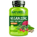 NATURELO Vegan Zink immunforsvar kapsler - hel mad kompleks med C-vitamin til sund hud, hår og negle - 120 kapsler