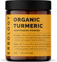 Erbologi Økologisk Gurkemeje Pulver 3.2 oz - 90 Servering - 5,5% Curcumin - Ingen tilsætningsstoffer eller konserveringsmidler - bæredygtigt sourced straight fra Farm i Indien - Vegan - GMO- Free